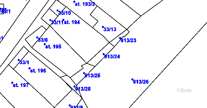 Parcela st. 913/24 v KÚ Krumvíř, Katastrální mapa