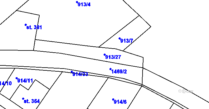 Parcela st. 913/27 v KÚ Krumvíř, Katastrální mapa