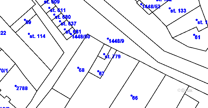 Parcela st. 779 v KÚ Krumvíř, Katastrální mapa