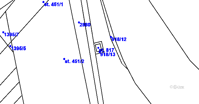 Parcela st. 918/13 v KÚ Krumvíř, Katastrální mapa
