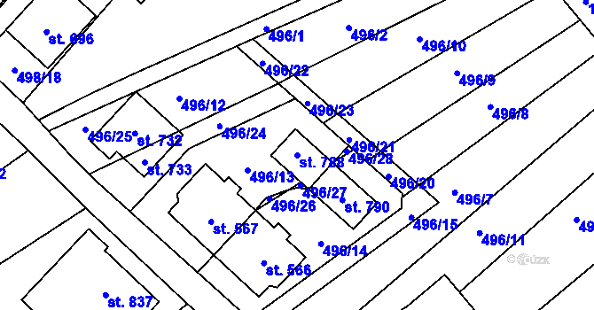 Parcela st. 788 v KÚ Krumvíř, Katastrální mapa