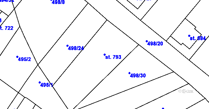 Parcela st. 793 v KÚ Krumvíř, Katastrální mapa