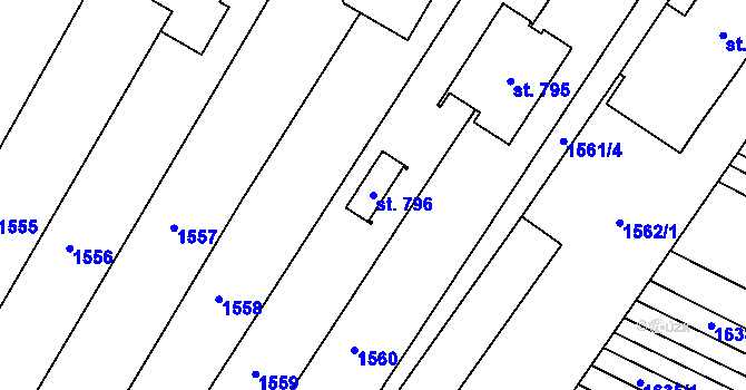 Parcela st. 796 v KÚ Krumvíř, Katastrální mapa