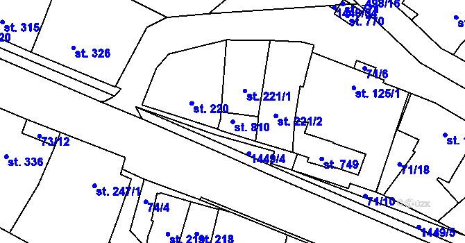 Parcela st. 810 v KÚ Krumvíř, Katastrální mapa