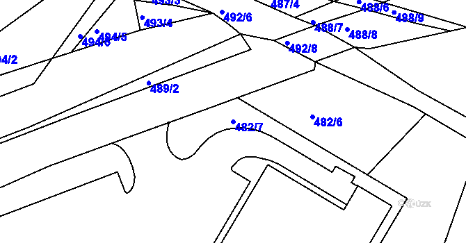 Parcela st. 482/7 v KÚ Krumvíř, Katastrální mapa