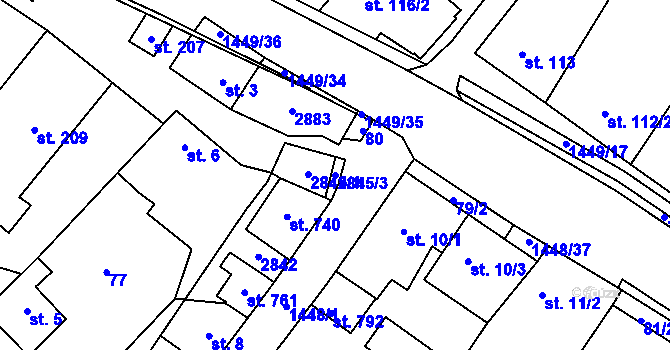 Parcela st. 2845/3 v KÚ Krumvíř, Katastrální mapa