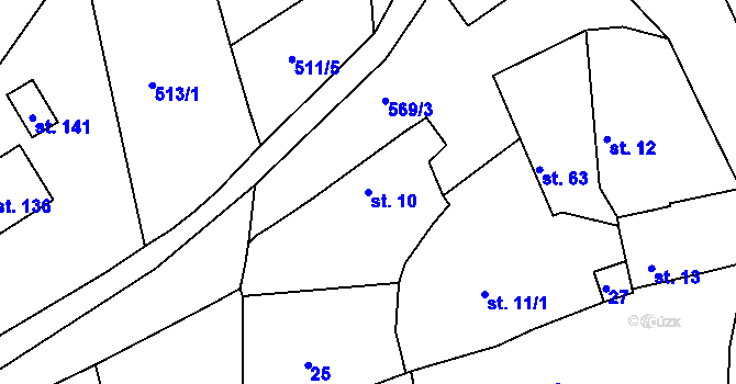 Parcela st. 10 v KÚ Svatbín, Katastrální mapa