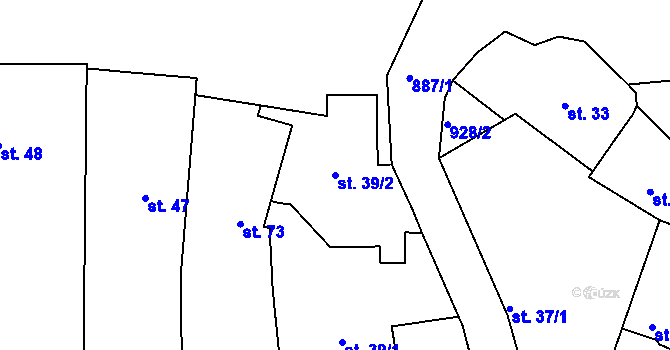 Parcela st. 39/2 v KÚ Svatbín, Katastrální mapa