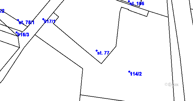 Parcela st. 77 v KÚ Svatbín, Katastrální mapa