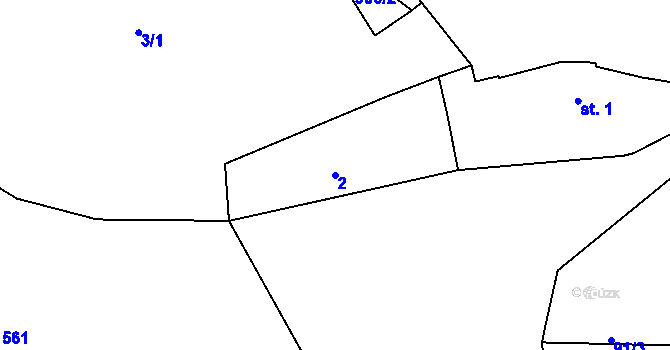 Parcela st. 2 v KÚ Svatbín, Katastrální mapa