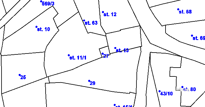 Parcela st. 27 v KÚ Svatbín, Katastrální mapa