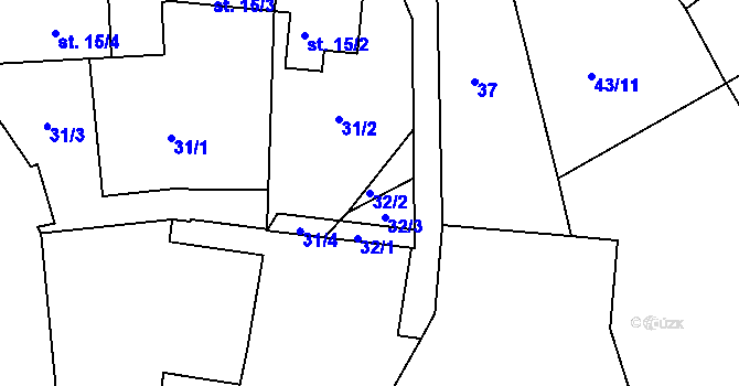 Parcela st. 32/2 v KÚ Svatbín, Katastrální mapa