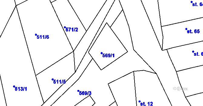 Parcela st. 569/1 v KÚ Svatbín, Katastrální mapa