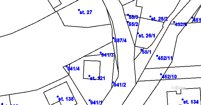 Parcela st. 941/3 v KÚ Svatbín, Katastrální mapa