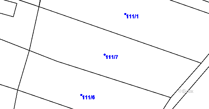 Parcela st. 111/7 v KÚ Svatbín, Katastrální mapa