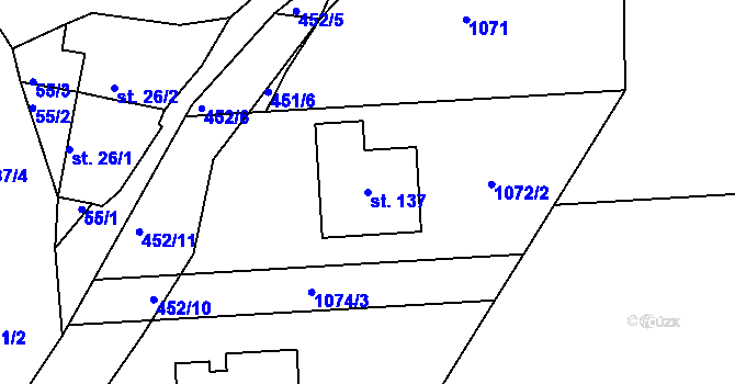 Parcela st. 137 v KÚ Svatbín, Katastrální mapa