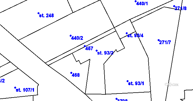 Parcela st. 93/2 v KÚ Krupá, Katastrální mapa
