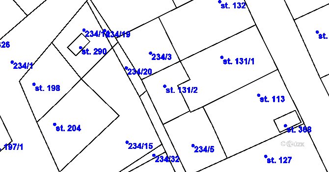Parcela st. 131/2 v KÚ Krupá, Katastrální mapa