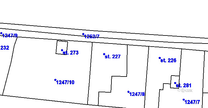 Parcela st. 227 v KÚ Krupá, Katastrální mapa