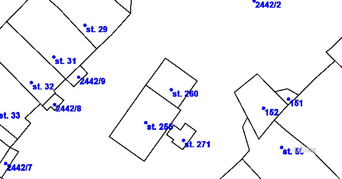 Parcela st. 260 v KÚ Krupá, Katastrální mapa