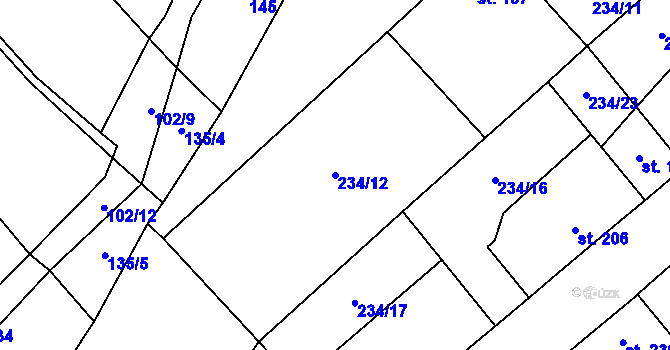 Parcela st. 234/12 v KÚ Krupá, Katastrální mapa