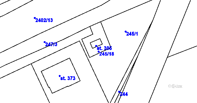 Parcela st. 245/18 v KÚ Krupá, Katastrální mapa