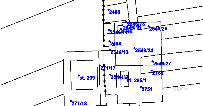 Parcela st. 271/15 v KÚ Krupá, Katastrální mapa