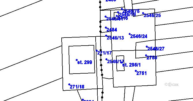 Parcela st. 271/17 v KÚ Krupá, Katastrální mapa