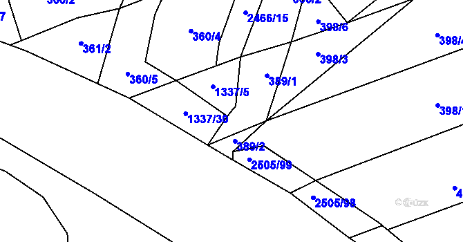 Parcela st. 389 v KÚ Krupá, Katastrální mapa