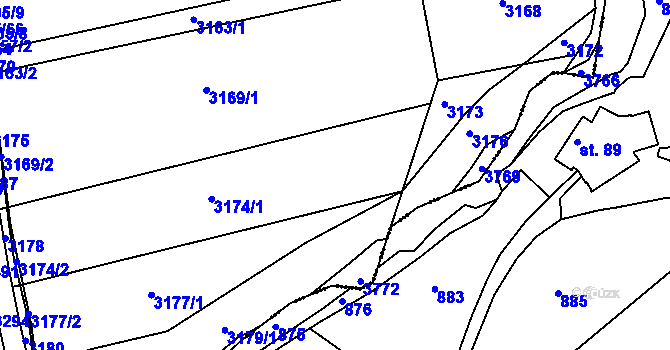 Parcela st. 736/14 v KÚ Krupá, Katastrální mapa