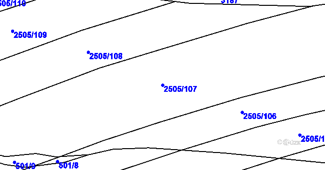 Parcela st. 2505/107 v KÚ Krupá, Katastrální mapa