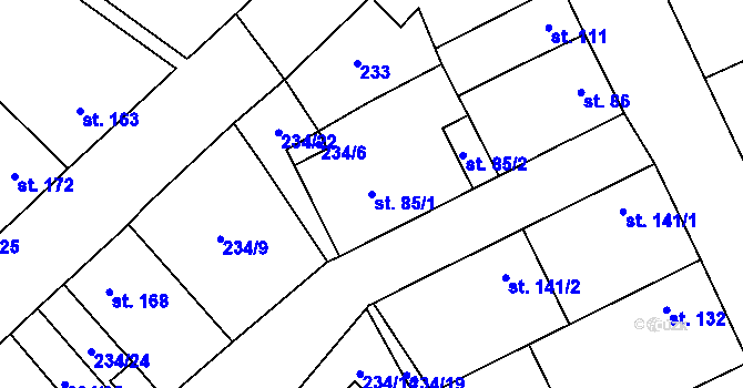 Parcela st. 85/1 v KÚ Krupá, Katastrální mapa