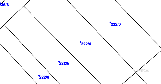 Parcela st. 222/4 v KÚ Krupá, Katastrální mapa