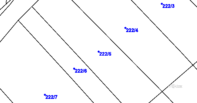 Parcela st. 222/5 v KÚ Krupá, Katastrální mapa