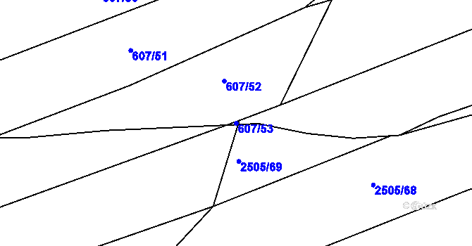 Parcela st. 607/53 v KÚ Krupá, Katastrální mapa