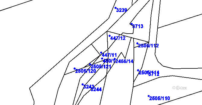Parcela st. 447/11 v KÚ Krupá, Katastrální mapa