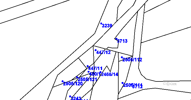 Parcela st. 447/12 v KÚ Krupá, Katastrální mapa