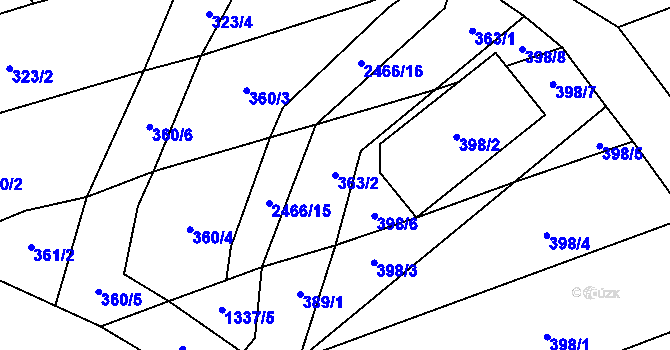 Parcela st. 363/2 v KÚ Krupá, Katastrální mapa