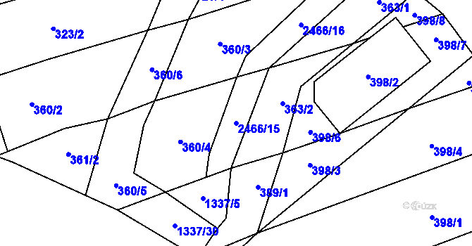 Parcela st. 2466/15 v KÚ Krupá, Katastrální mapa