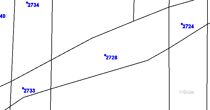 Parcela st. 2728 v KÚ Krupá, Katastrální mapa