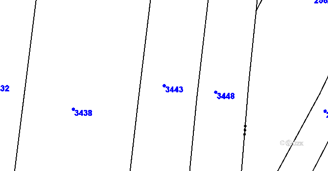 Parcela st. 3443 v KÚ Krupá, Katastrální mapa