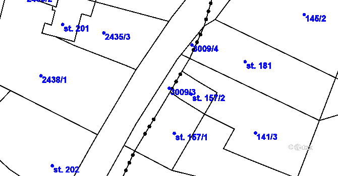 Parcela st. 3009/3 v KÚ Krupá, Katastrální mapa