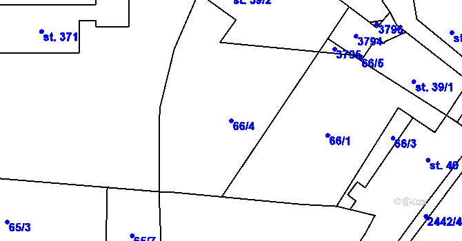 Parcela st. 66/4 v KÚ Krupá, Katastrální mapa