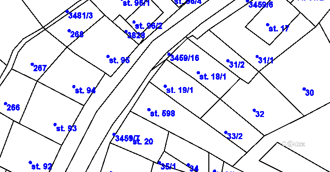 Parcela st. 19/1 v KÚ Krupka, Katastrální mapa