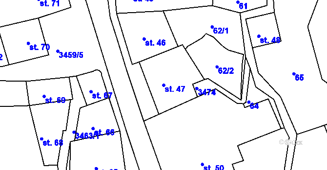 Parcela st. 47 v KÚ Krupka, Katastrální mapa
