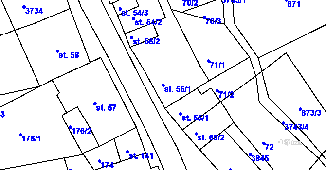 Parcela st. 56/1 v KÚ Krupka, Katastrální mapa