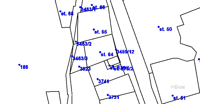 Parcela st. 64 v KÚ Krupka, Katastrální mapa