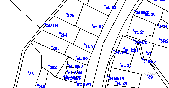 Parcela st. 91 v KÚ Krupka, Katastrální mapa