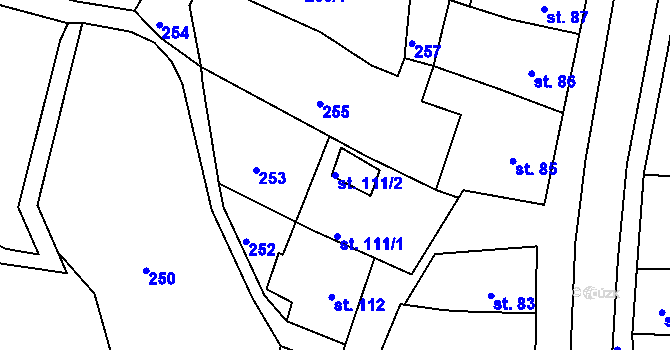 Parcela st. 111/2 v KÚ Krupka, Katastrální mapa