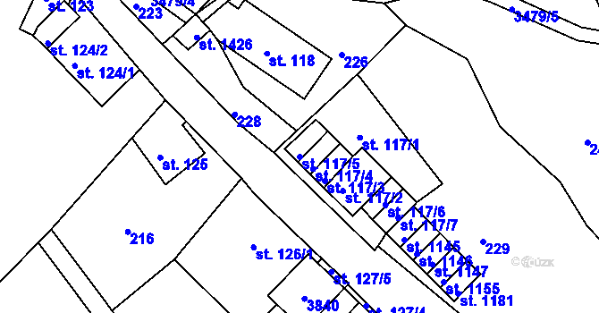 Parcela st. 117/5 v KÚ Krupka, Katastrální mapa